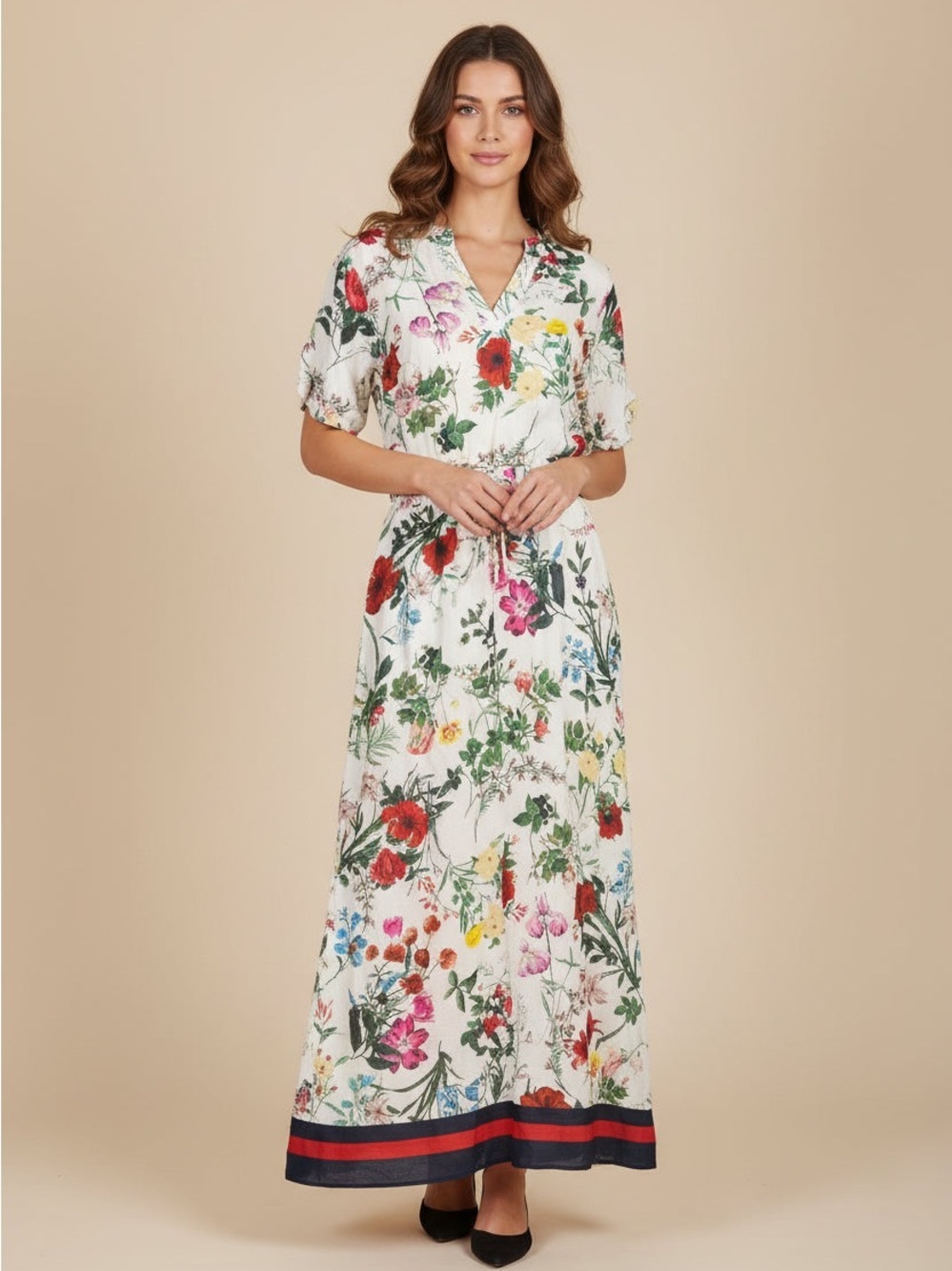 1. State White Maxi Dress with Multicolor Floral Print